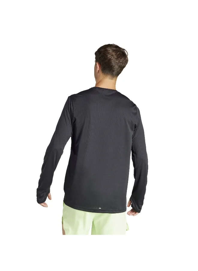 Adidas Run It Ls Black Running T-Shirts For Men XS