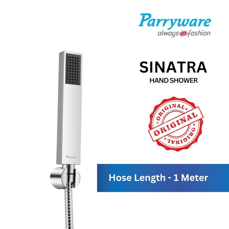Parryware دش يدوي سيناترا ستيك 30 مم (مع خرطوم بطول 1.5 متر و خطاف) - تدفق مطري | شكل مربع | رذاذ تدليك لتأثير مهدئ | تشطيب كروم | T9946A1 - Image 2
