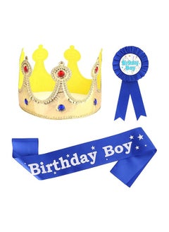 3 Pieces Birthday Crown Set Boy Sash and Button Pins  Party Supplies - pzsku/Z16A9FE1A7BACFD83587BZ/45/_/1730364068/12e37aee-422d-4604-bbb2-55a93e07f676