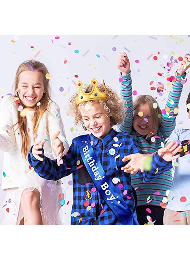 RATSAW 3 Pieces Birthday Crown Set Boy Sash and Button Pins  Party Supplies  - Image 5