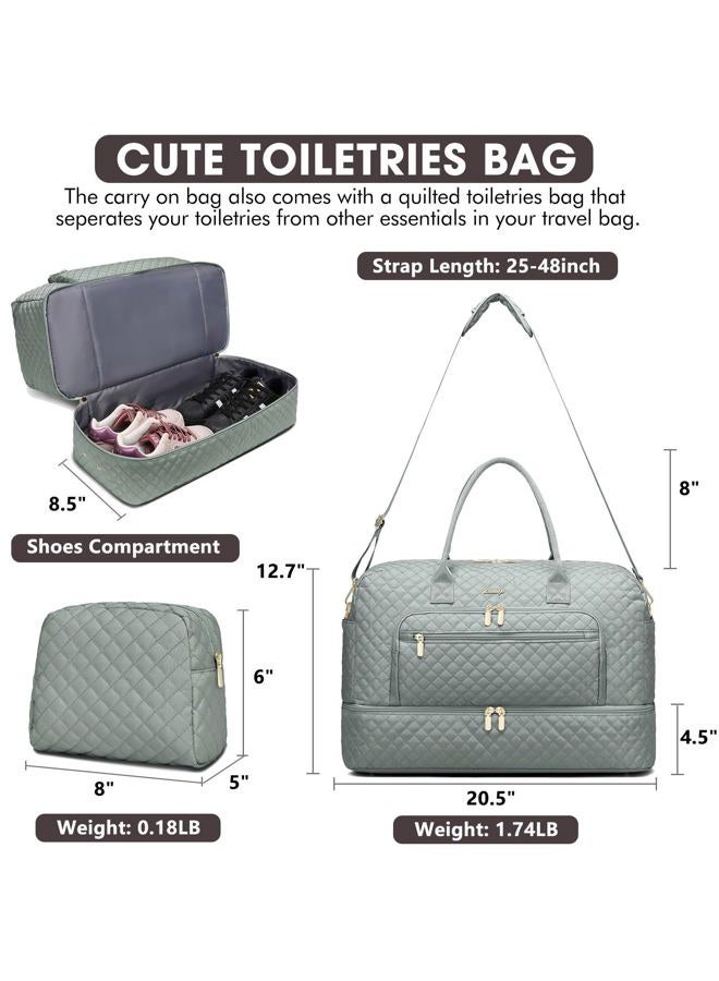 LUOCIP Large Women Travel Duffle Bag, Weekender Bags for Women with Shoe Compartment, Carry on Overnight Bag with Toiletry Bag, Gym Duffel Bag with Wet Pocket, Hospital Bags for Labor and Delivery - Image 2
