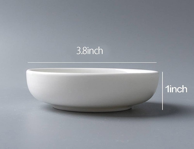 Mozacona 4pcs White Ceramic Seasoning Dishes Dipping Bowls Appetizer Plates,3.8 inch - Image 2