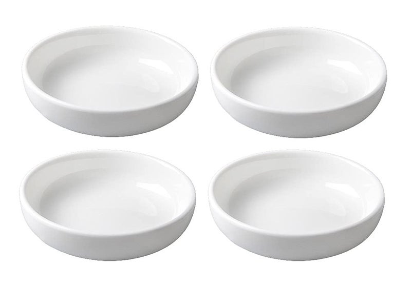 Mozacona 4pcs White Ceramic Seasoning Dishes Dipping Bowls Appetizer Plates,3.8 inch - Image 1