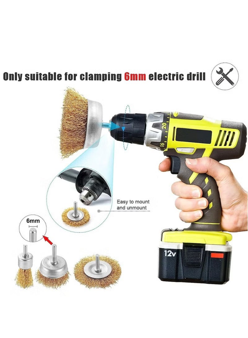 lebonaer 9 pcs Wire Brush Set, Coated Wire Brush Wheel & Cup Brush Set for Cleaning Rust, Polishing, Deburring. - Image 3