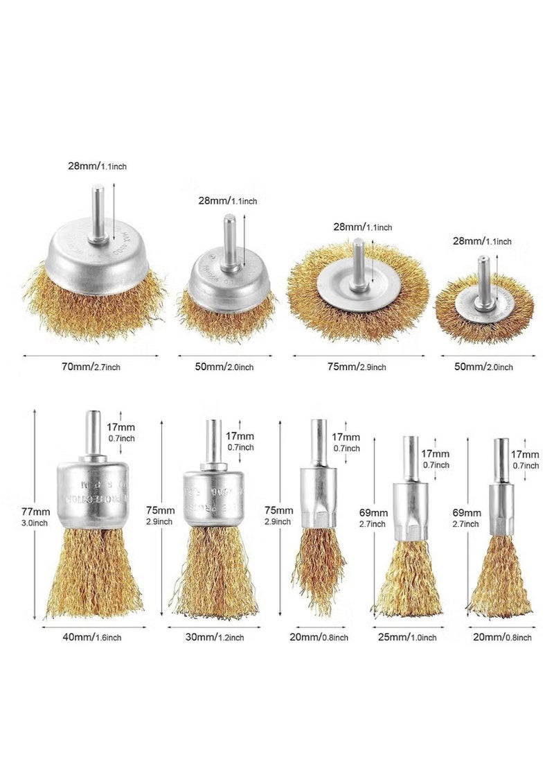 lebonaer 9 pcs Wire Brush Set, Coated Wire Brush Wheel & Cup Brush Set for Cleaning Rust, Polishing, Deburring. - Image 4
