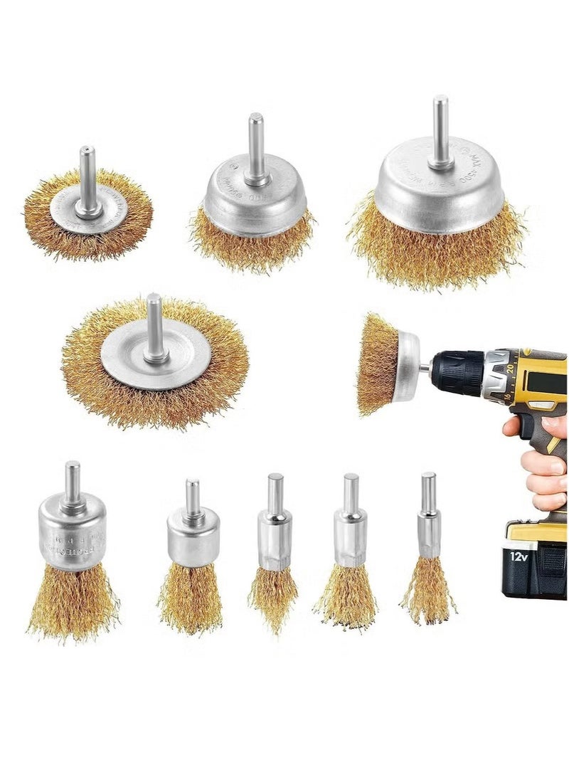 lebonaer 9 pcs Wire Brush Set, Coated Wire Brush Wheel & Cup Brush Set for Cleaning Rust, Polishing, Deburring. - Image 1