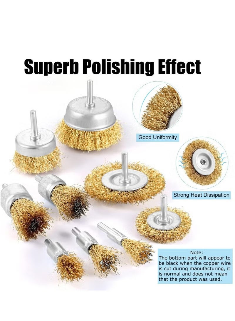 lebonaer 9 pcs Wire Brush Set, Coated Wire Brush Wheel & Cup Brush Set for Cleaning Rust, Polishing, Deburring. - Image 5