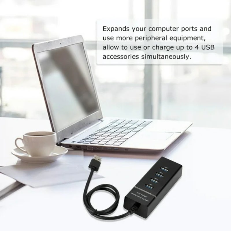 Ultra-Fast 4-Port USB 3.0 Hub for PC & Laptop Expansion Adapter with Compact Design - Image 3