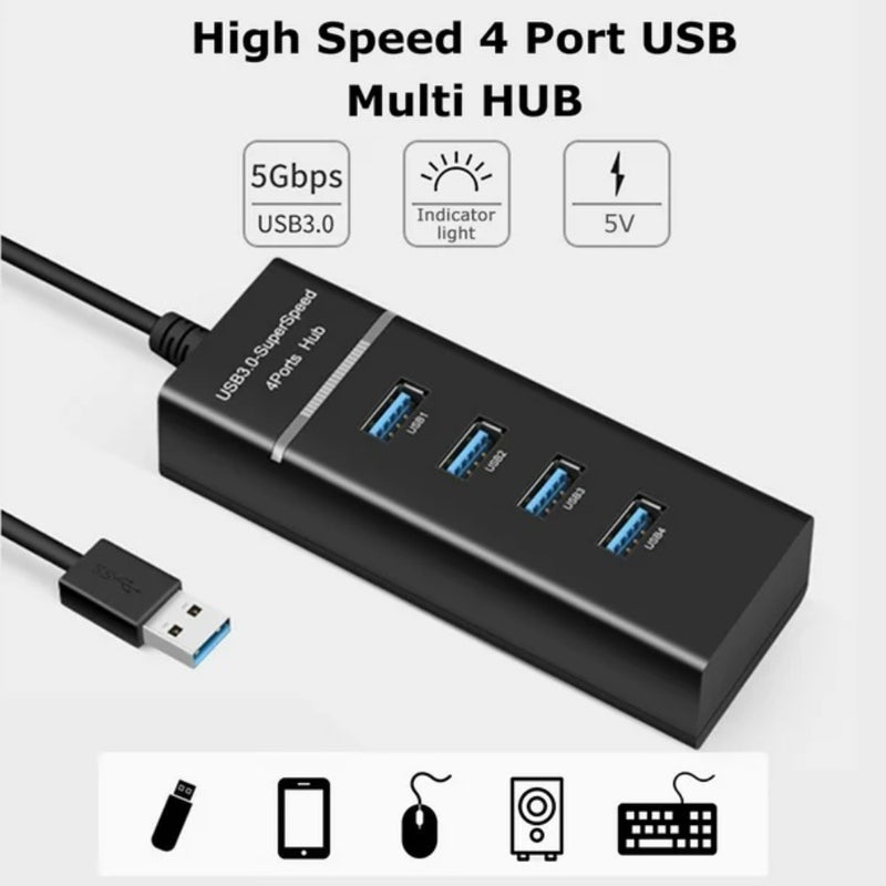 Ultra-Fast 4-Port USB 3.0 Hub for PC & Laptop Expansion Adapter with Compact Design - Image 4
