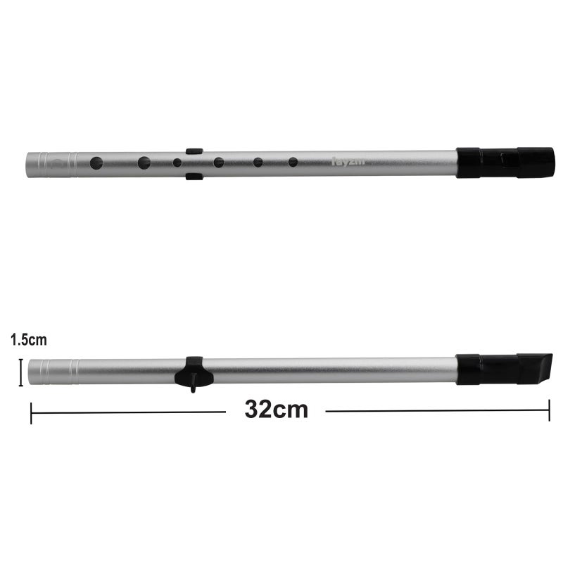 Rayzm Tin Whistle/Irish Flute, C-Key 6-Hole Aluminum Penny Whistle for Beginners (Silver) - Image 2
