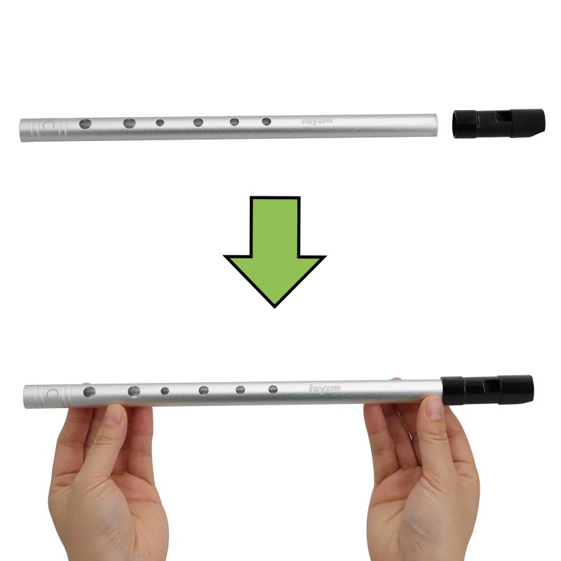 Rayzm Tin Whistle/Irish Flute, C-Key 6-Hole Aluminum Penny Whistle for Beginners (Silver) - Image 4