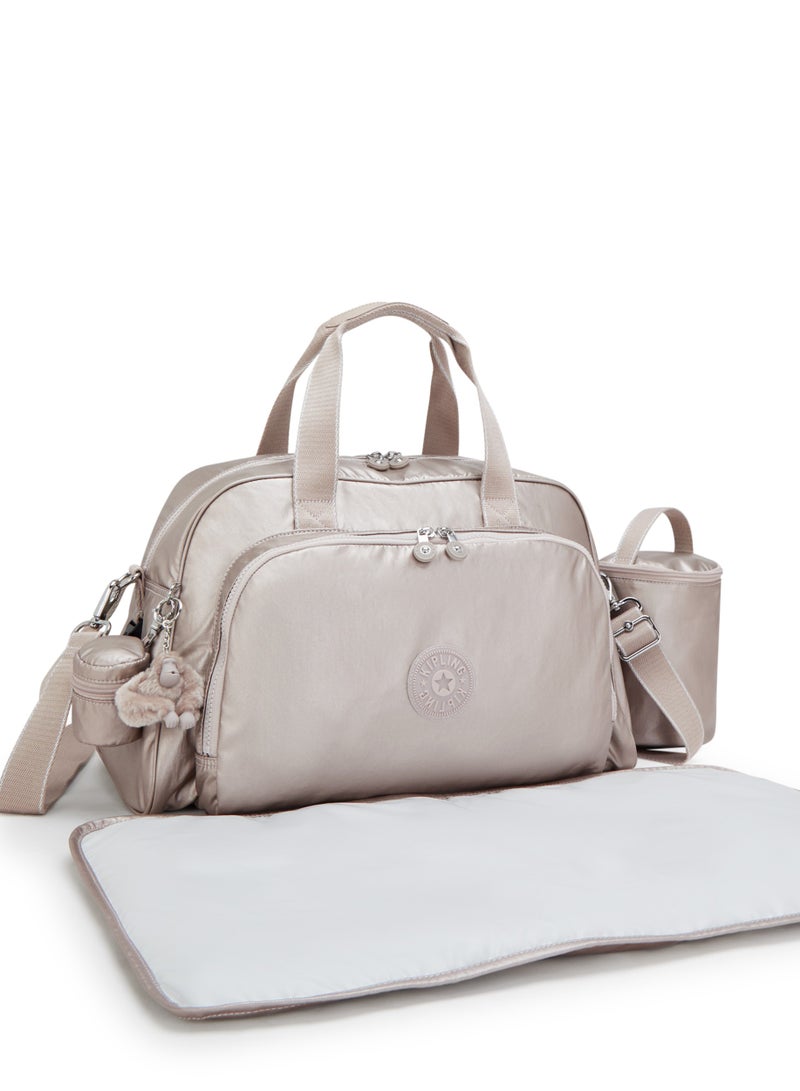kipling Camama Baby Bag with Changing Mat Metallic Glow - Image 4
