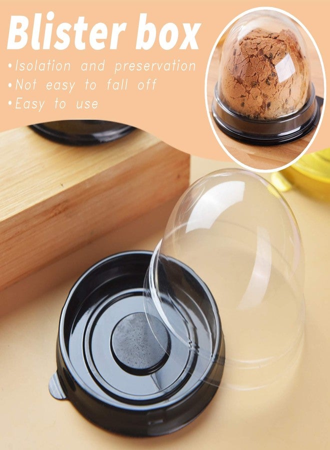 MR.FOAM Clear Plastic Mini Cupcake Container,50 PC Desk Pet Containers Mooncake Boxes Muffin Pod Dome Muffin Single Desk Pet Holders Individual Cupcake Containers Plastic Disposable (Black, 50pc) - Image 3