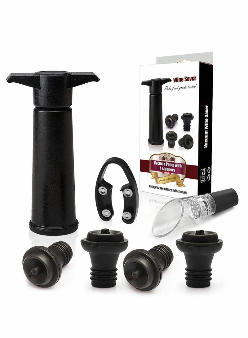 Y&D 7 Pcs Set Vacuum Stopper Silicone, Black pump Cap Champagne Stopper, Fresh-keeping lids For Sparkling Water  - Image 1