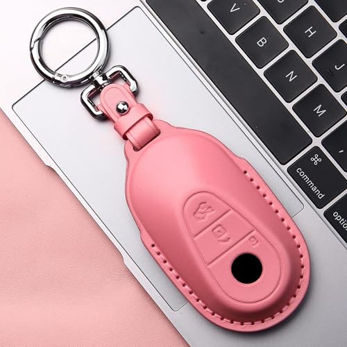 Tukellen for Mercedes Benz Leather Key Fob Cover with Keychain Compatible with 2020-2025 Mercedes Benz S-Class G-Class E-Class Smart Remote, Genuine Leather for Mercedes Benz Key case-Pink - Image 5