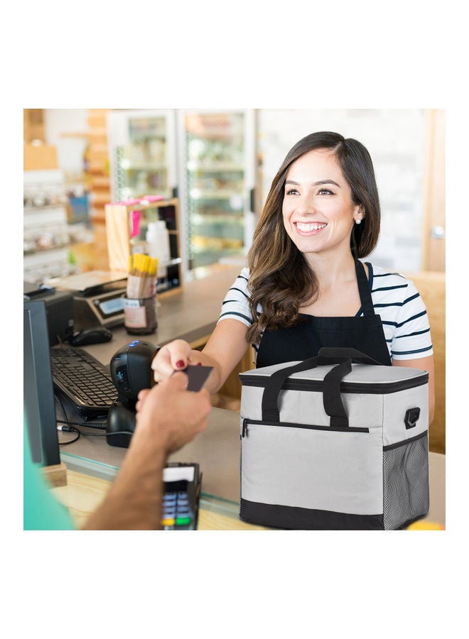NIBEMINENT Insulated Lunch Bag with Adjustable Shoulder Strap Grey/Black 32 x 20.5 28cm  - Image 4