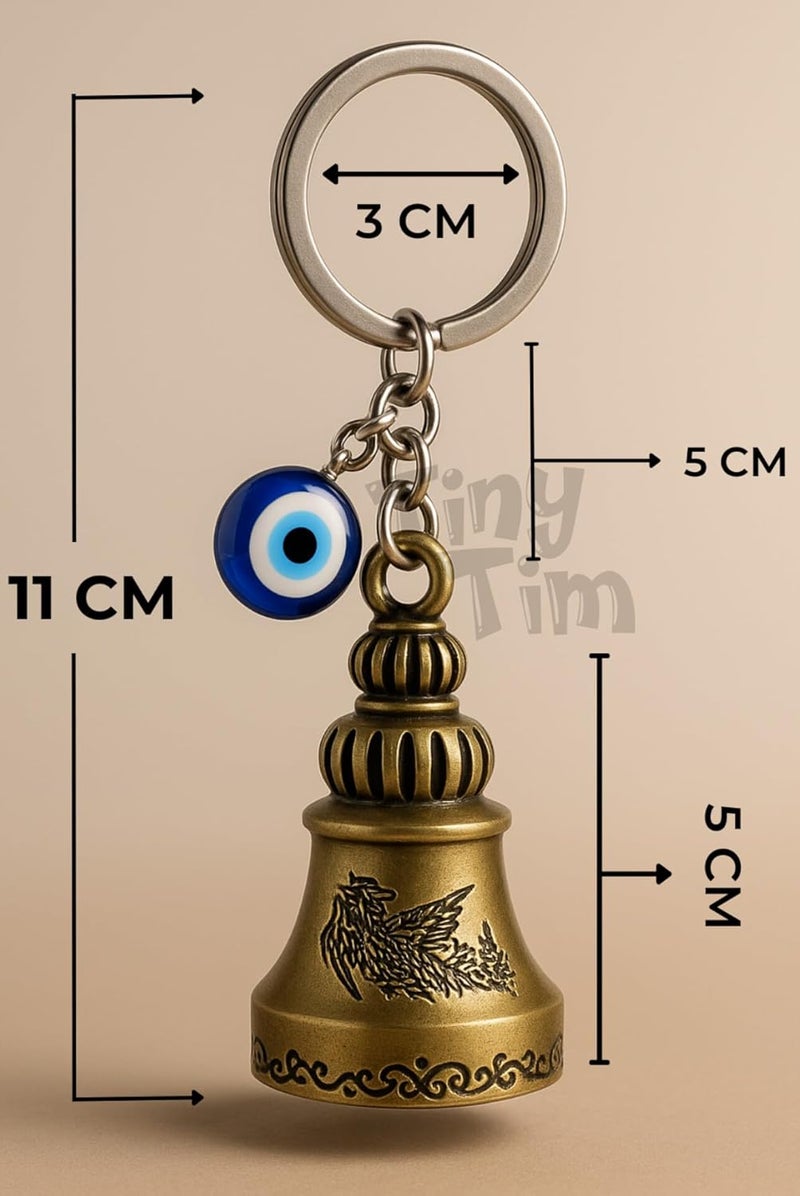 Tiny Tim Store Guardian Bell with Evil Eye Charm – Protective Motorcycle & Car Accessory – Tibetan-Inspired Design – Wards Off Negative Energy – Ideal Gift for Bikers & Travelers - Image 4