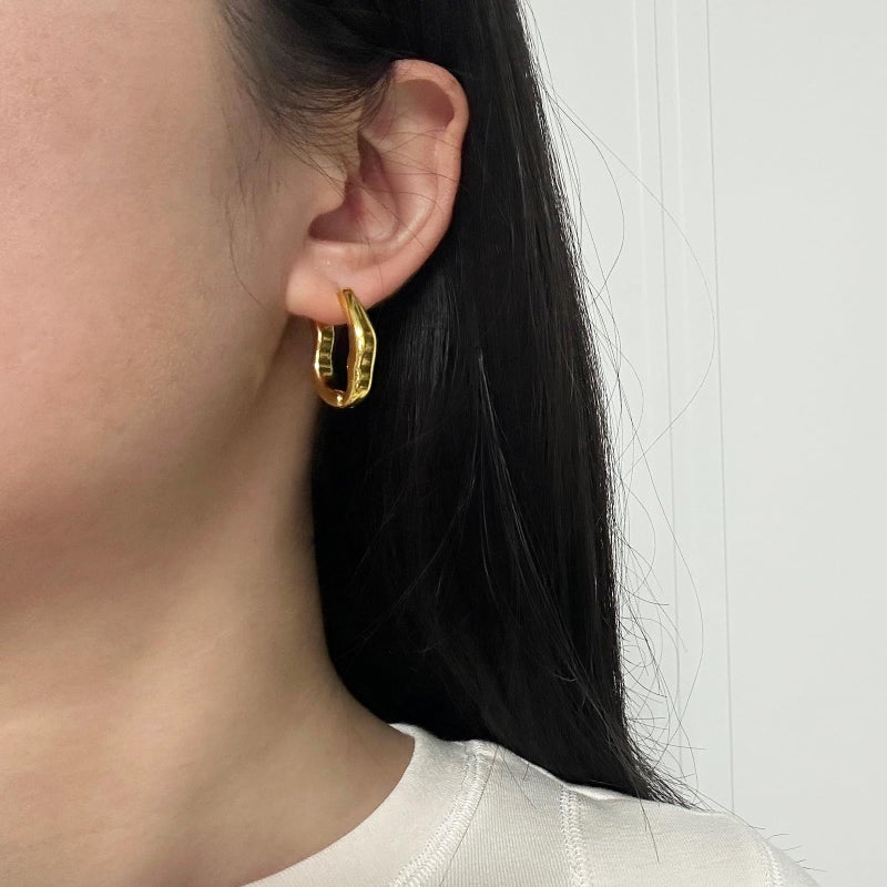 HTH Chunky Gold Hoops Earrings 14K Gold Plated Twisted Hollow Open Hoop Earrings for Women Gold Hoop Huggie Jewelry Gift(A,Gold) - Image 3