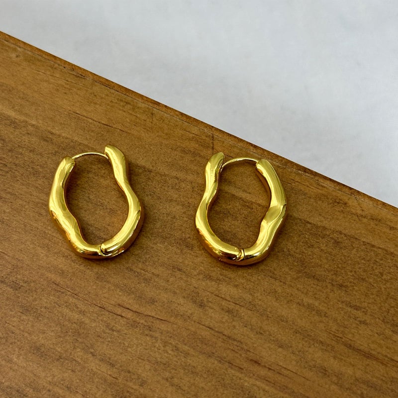 HTH Chunky Gold Hoops Earrings 14K Gold Plated Twisted Hollow Open Hoop Earrings for Women Gold Hoop Huggie Jewelry Gift(A,Gold) - Image 5