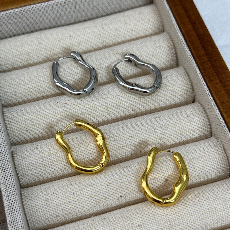 HTH Chunky Gold Hoops Earrings 14K Gold Plated Twisted Hollow Open Hoop Earrings for Women Gold Hoop Huggie Jewelry Gift(A,Gold) - Image 4