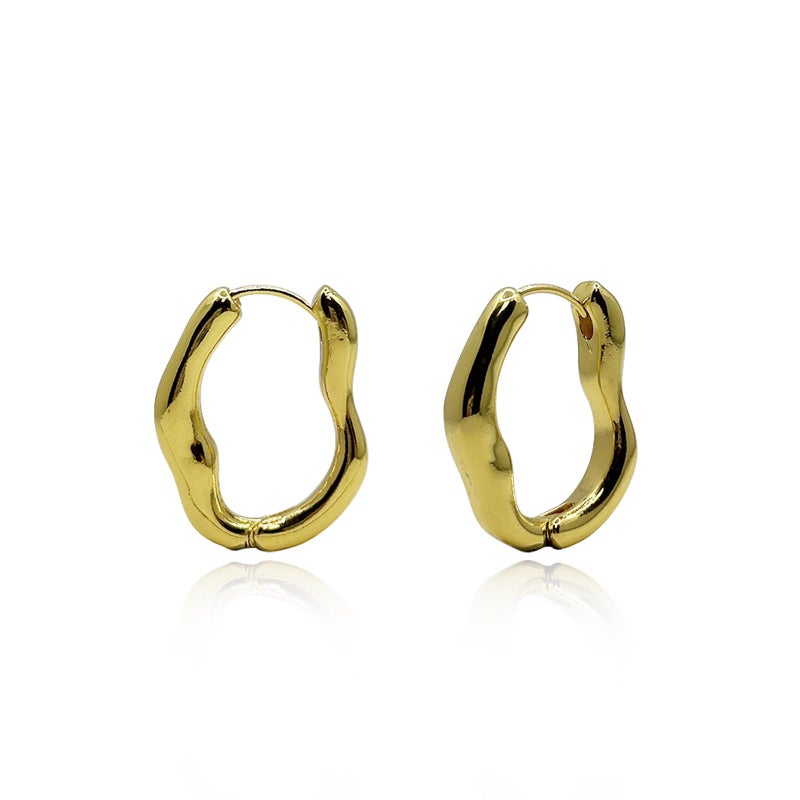 HTH Chunky Gold Hoops Earrings 14K Gold Plated Twisted Hollow Open Hoop Earrings for Women Gold Hoop Huggie Jewelry Gift(A,Gold) - Image 1