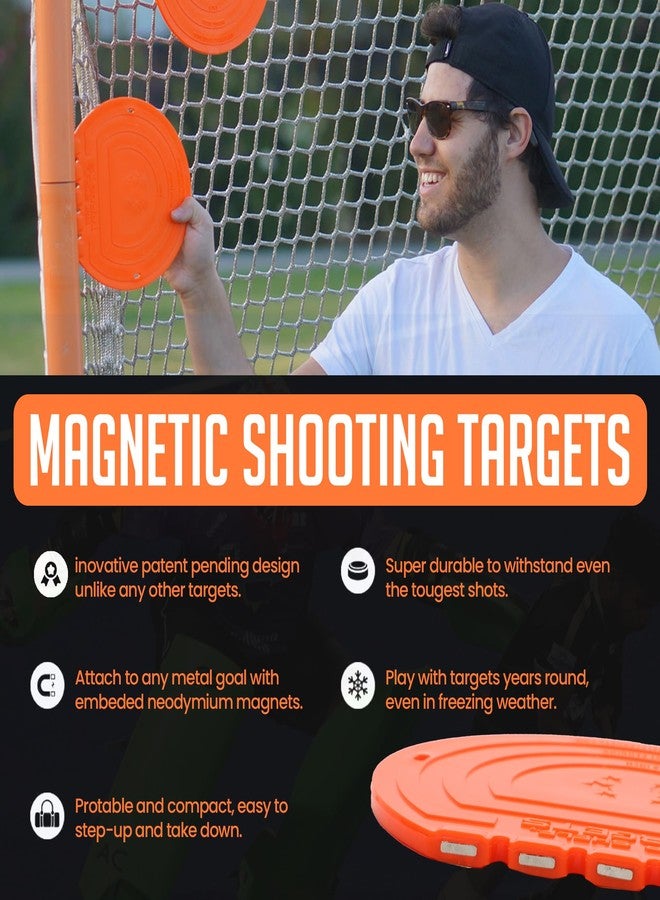 Top Shelf Targets 4-Pack Magnetic Hockey Targets – 8" Durable Shooting Aids for Hockey & Lacrosse Nets – Accuracy Training with Tethers – Goalie Markers for Practice – Orange - Image 2