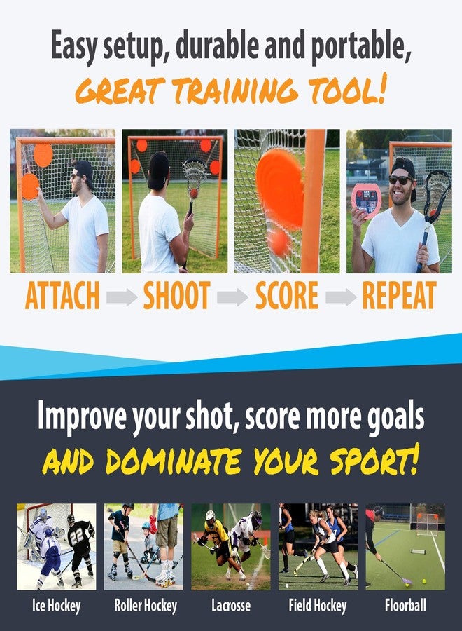 Top Shelf Targets 4-Pack Magnetic Hockey Targets – 8" Durable Shooting Aids for Hockey & Lacrosse Nets – Accuracy Training with Tethers – Goalie Markers for Practice – Orange - Image 3