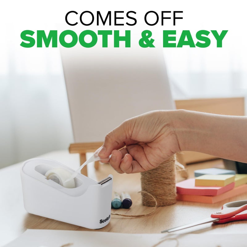 Scotch Tape Dispenser, White, Great for School or Office and Includes 1 Roll of Scotch Magic Tape 3/4 in x 350 in - Image 4