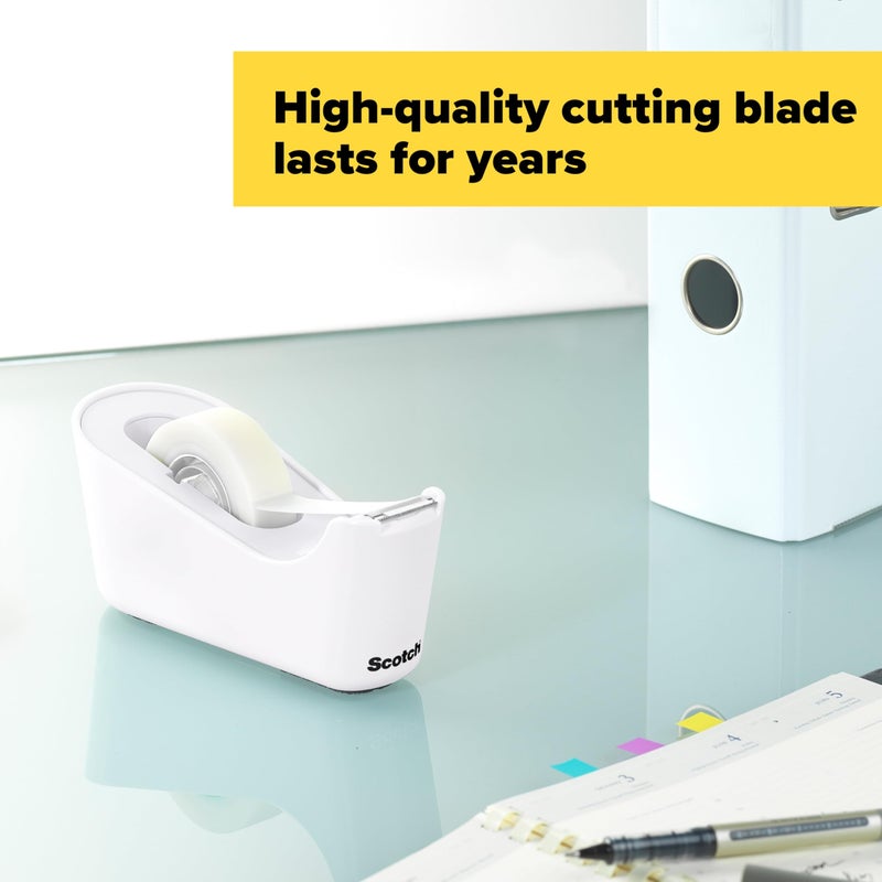 Scotch Tape Dispenser, White, Great for School or Office and Includes 1 Roll of Scotch Magic Tape 3/4 in x 350 in - Image 5