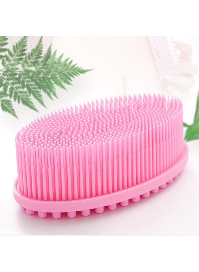SKYLUME Silicone Bath Body Brush Scrubber Brush for Use in Shower Exfoliating Hygienic Fit for Sensitive and All Skin (Pink) - Image 1