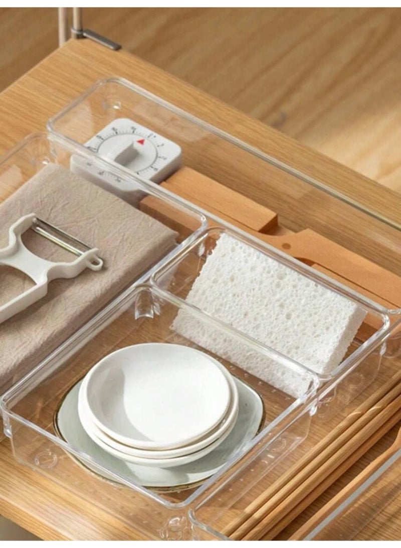 8-in-1 Clear Acrylic Drawer Organizer - Multi-Purpose Organizer - For Makeup, Office Supplies, Accessories, Cutlery, and Kitchen Utensils - Image 4