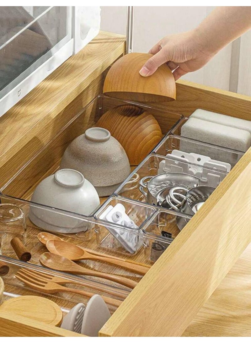 8-in-1 Clear Acrylic Drawer Organizer - Multi-Purpose Organizer - For Makeup, Office Supplies, Accessories, Cutlery, and Kitchen Utensils - Image 5