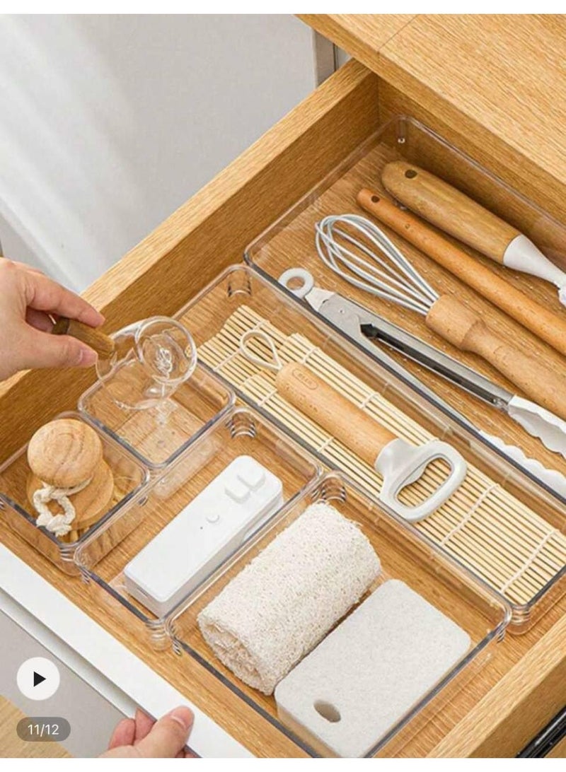 8-in-1 Clear Acrylic Drawer Organizer - Multi-Purpose Organizer - For Makeup, Office Supplies, Accessories, Cutlery, and Kitchen Utensils - Image 3