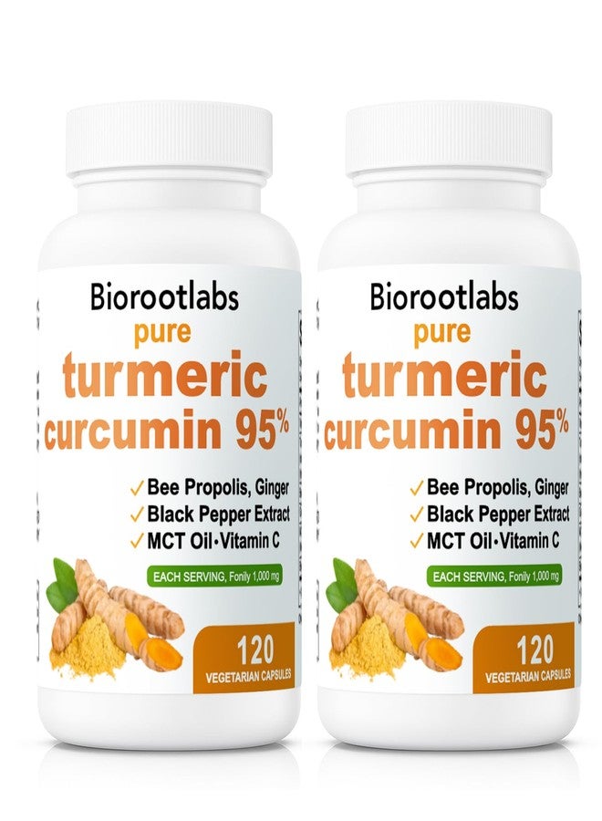 Awjsde Biorootlabs Turmeric Curcumin Supplement 1000mg, Biorootlabs Pure Turmeric Curcumin 95, 6-in-1 Turmeric Curcumin Capsules with Bee Propolis, Ginger, Mct Oil, Fat Soluble Vitamin C & Black Pepper (2) - Image 1