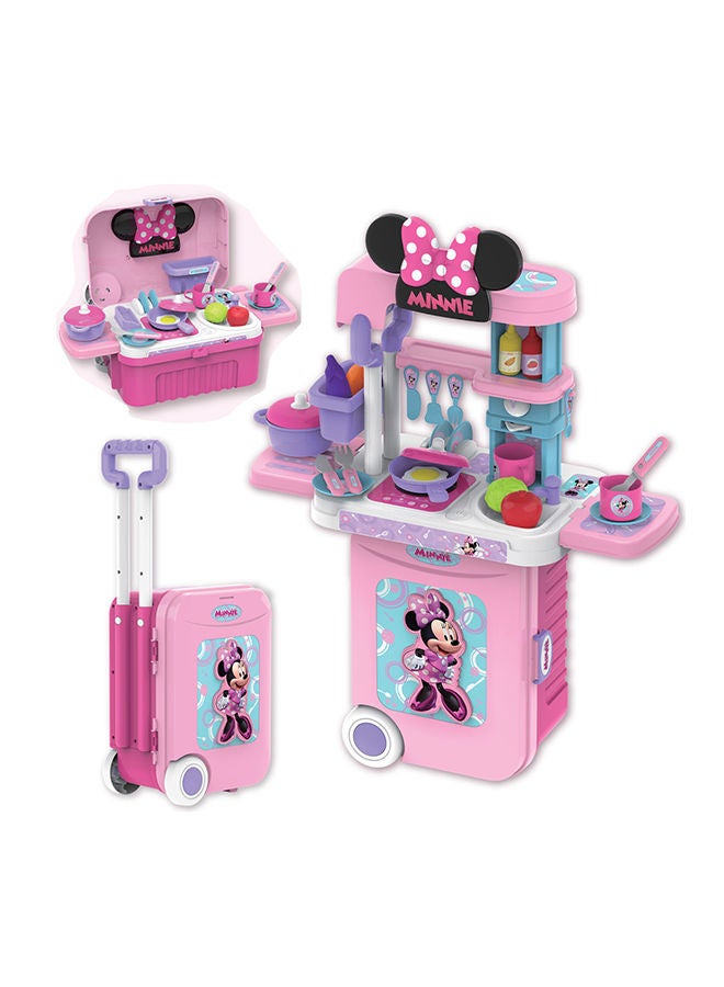 Minnie Mouse 3-in-1 Kitchen Trolley Play Case – Pretend Cooking Playset for Kids - Image 1