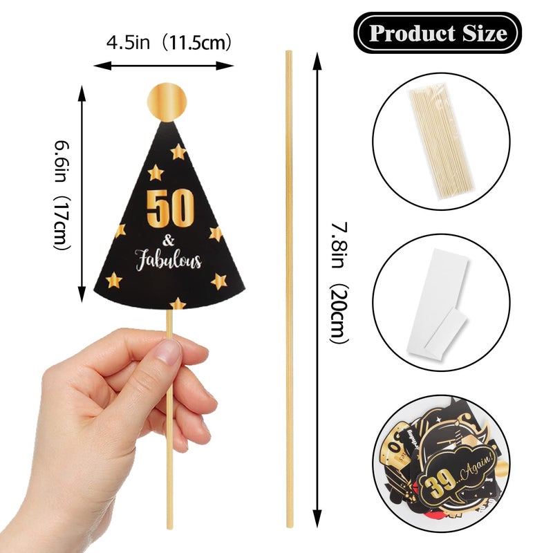 LINGTEER Happy 50th Birthday Party Photo Booth Props,Cheers to 50th Birthday Fifty Years Old Bday Party Centerpieces Props Decorations Sign. - Image 2