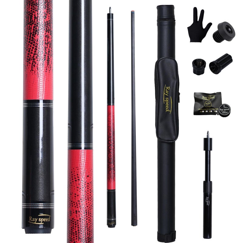 Ray speed Carbon Fiber Pool Cue Stick 125mm Rainbow Tip Low Deflection Pool Stick with Uniloc Pin Joint and Extension Pool Stick20 oz - Image 2