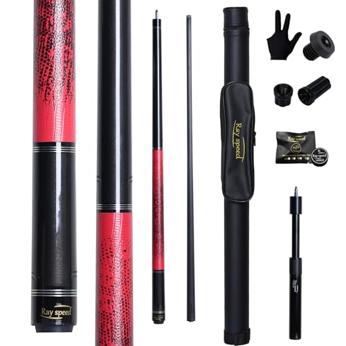 Ray speed Carbon Fiber Pool Cue Stick 125mm Rainbow Tip Low Deflection Pool Stick with Uniloc Pin Joint and Extension Pool Stick20 oz - Image 1