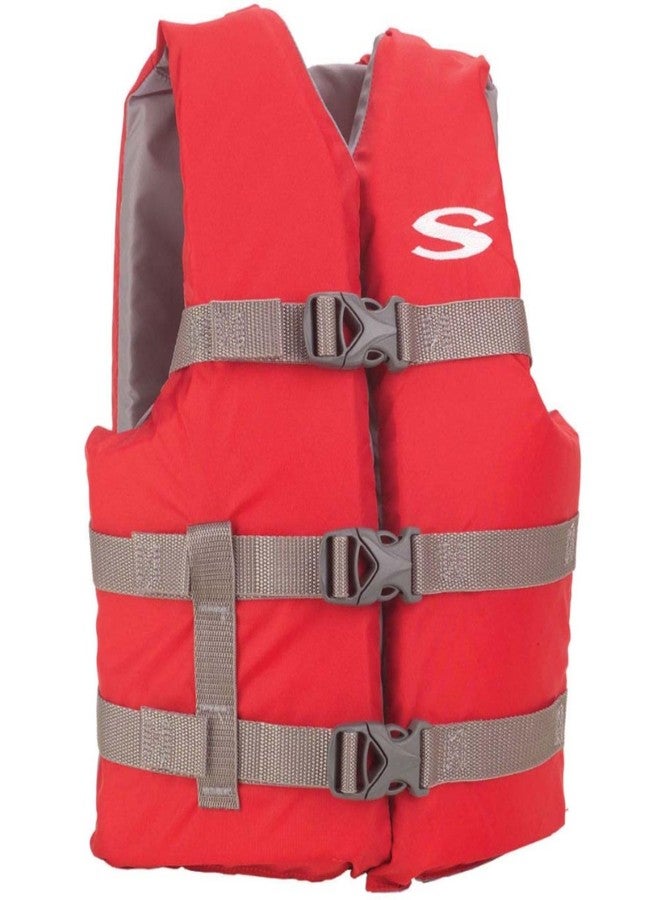 Stearns Kids Life Vest, USCG Approved Type III Life Jacket for Children 50 to 90 lbs, Youth PFD for Boating, Swimming, Watersports, Pool, Beach, & More, red - Image 1