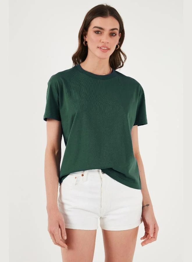 Lela Lela Cotton Oversize Fit Crew Neck T Shirt Women's T SHIRT 5866097