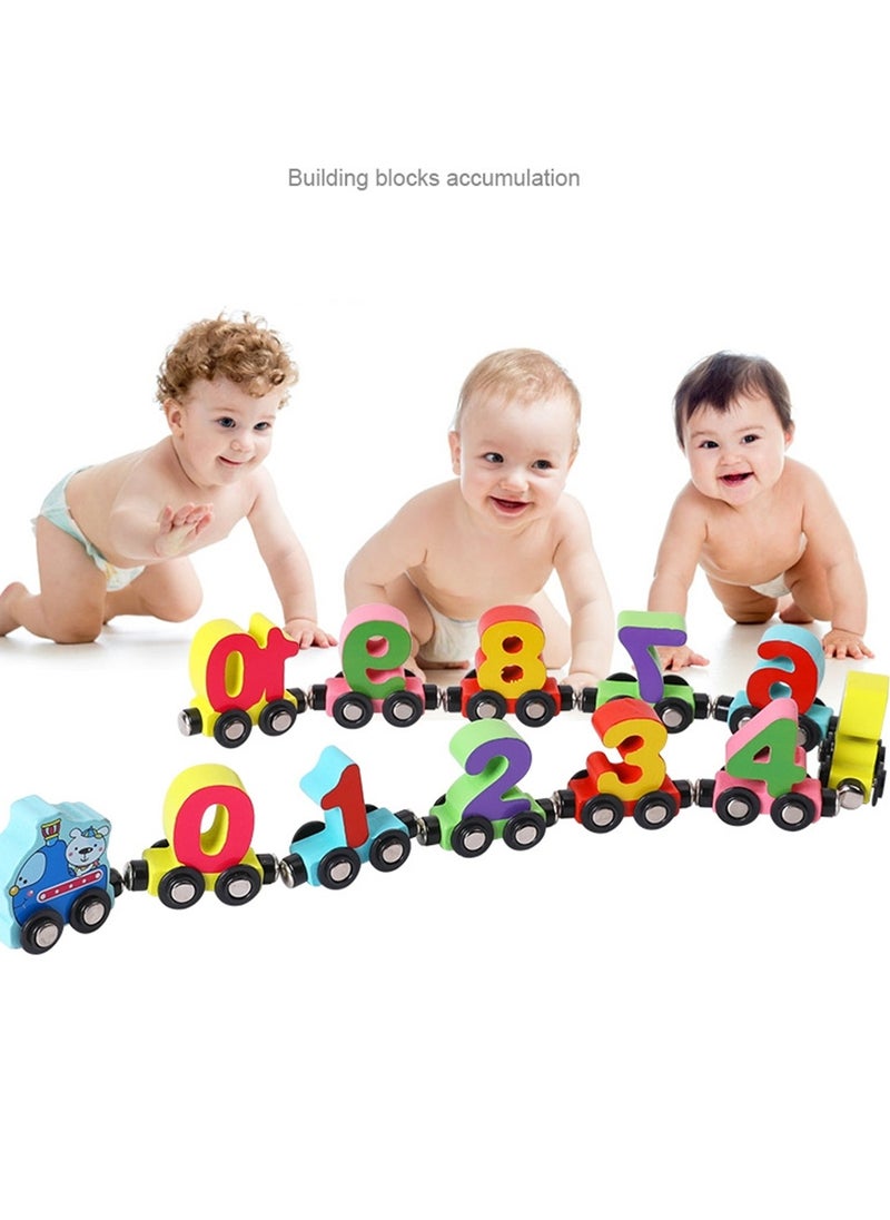 Wooden magnetic number train three-year-old boy and girl wooden alphabet assembly dragging building blocks toy car  - Image 4