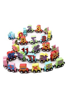 Generic Wooden magnetic number train three-year-old boy and girl wooden alphabet assembly dragging building blocks toy car  - Image 1