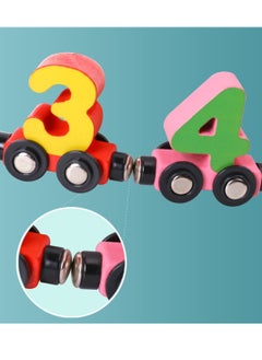 Generic Wooden magnetic number train three-year-old boy and girl wooden alphabet assembly dragging building blocks toy car  - Image 3