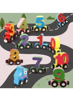 Generic Wooden magnetic number train three-year-old boy and girl wooden alphabet assembly dragging building blocks toy car  - Image 2