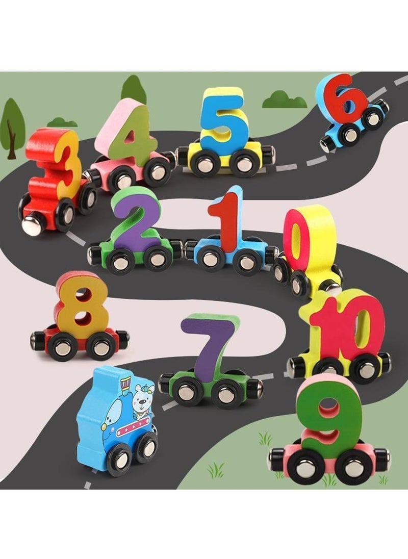 Wooden magnetic number train three-year-old boy and girl wooden alphabet assembly dragging building blocks toy car  - Image 2