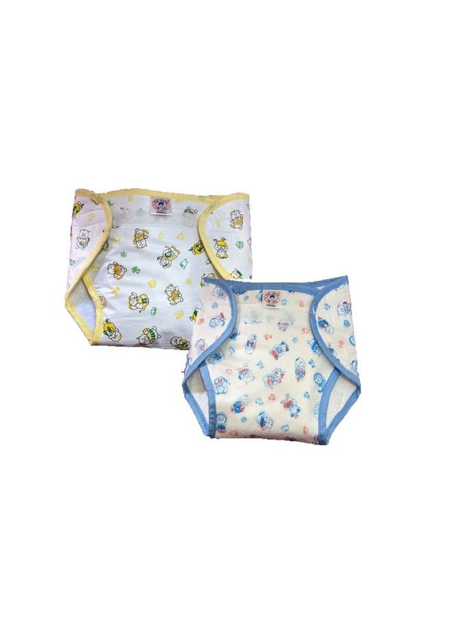 Mothers Choice Reusable Loop And Hook Pvc Nappy Diaper Training Pants Langot Waterproof Nappy For New Born Baby Outside Soft Plastic Inside Terry Cotton 69 Months (Pack Of2 Large)  - Image 1