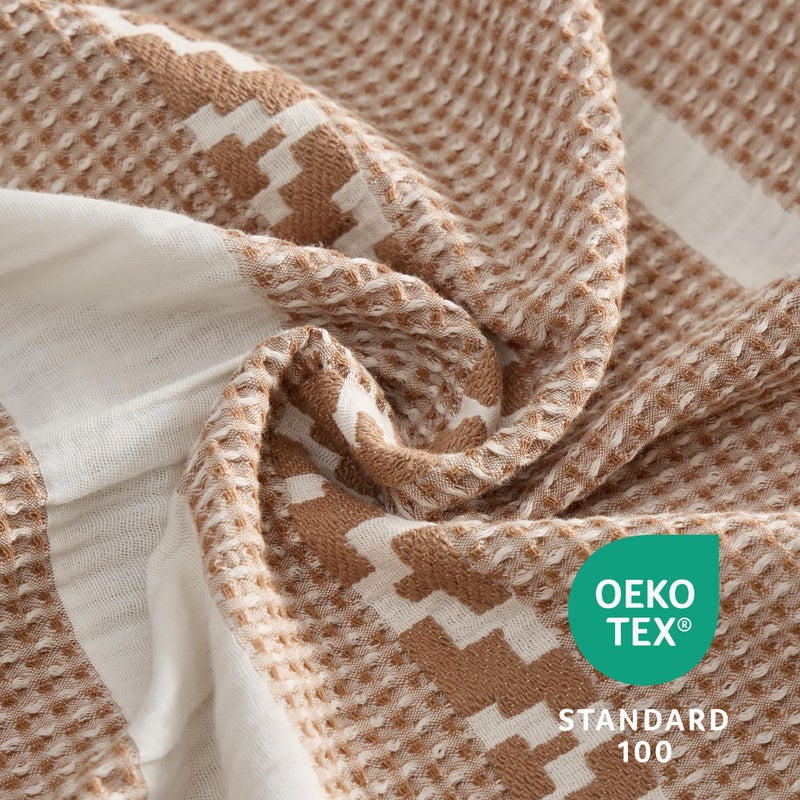 Bedsure Waffle Weave Duvet Cover Queen - 100% Cotton Boho Duvet Cover Set with 2 Pillowcases - Extra Soft Terracotta Textured Comforter Cover with Zipper Closure (Queen, 90"x90") - Image 3