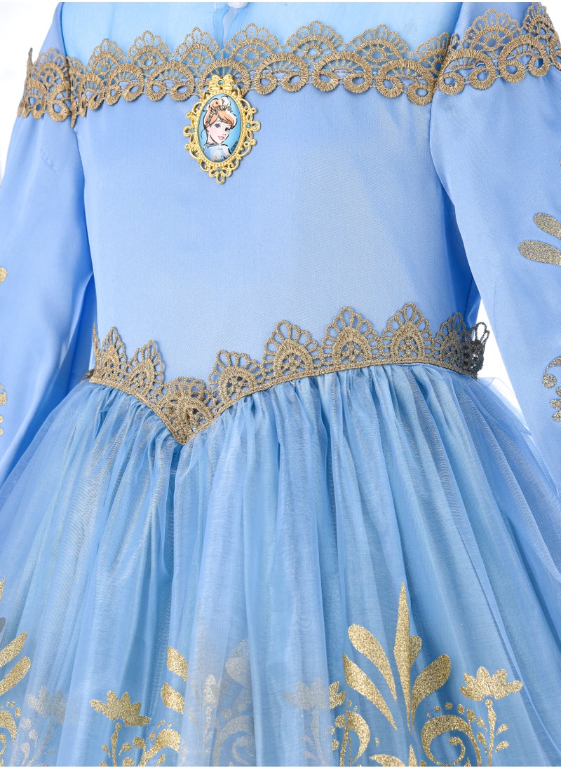 Party Centre Officially Licensed Disney Golden Princess Cinderella Prestige Dress Up Costume with Headpiece  - Image 3