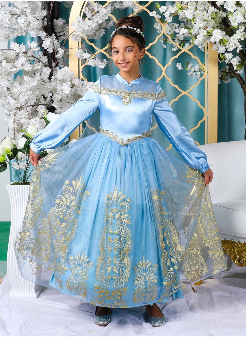 Party Centre Officially Licensed Disney Golden Princess Cinderella Prestige Dress Up Costume with Headpiece  - Image 5
