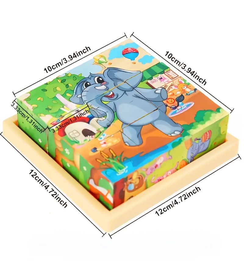Wooden 3D Six Sided Nine Grid Puzzle Building Blocks Farm Manor Theme Stimulate Thinking Brain Teaser Toy Birthday Holiday Gift - Image 2